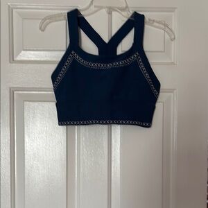 SoulCycle Blue Sports Bra with White Stitching
